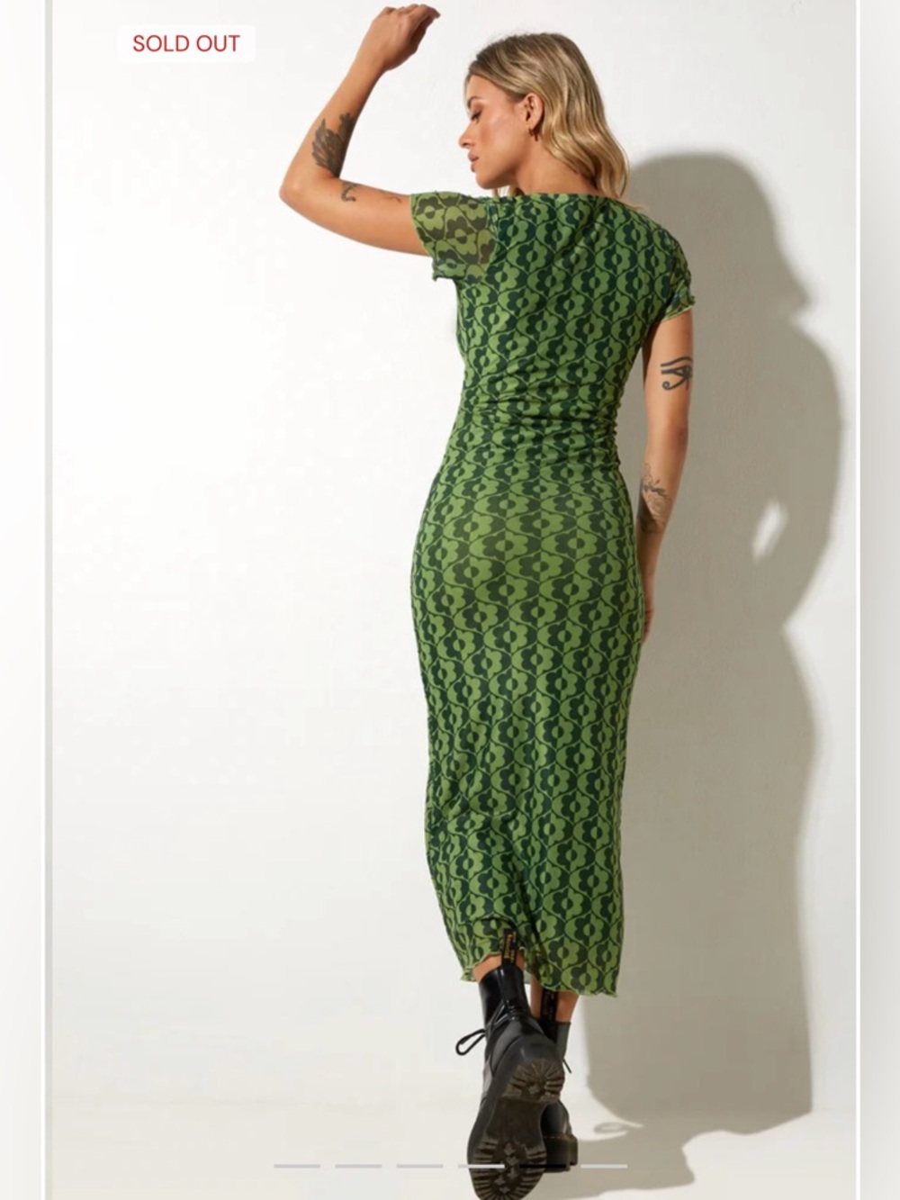 MOTEL ROCKS Happyella Midi Dress In Wavy Daisy Green NWT SIZE MEDIUM - Picture 4 of 7